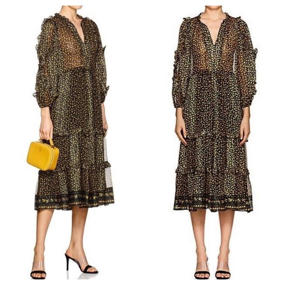 Ulla Johnson Dresses & Skirts - Ulla Johnson Fantine Silk Midi Floral Ruffle Tiered Dress Size 4 New with Tags